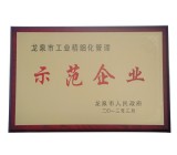 龍泉市示范企業(yè)證書